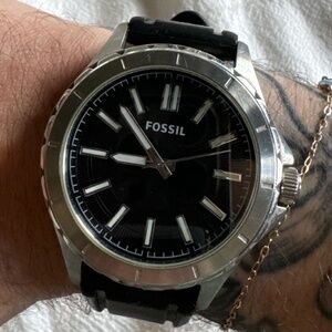 black and silver watch